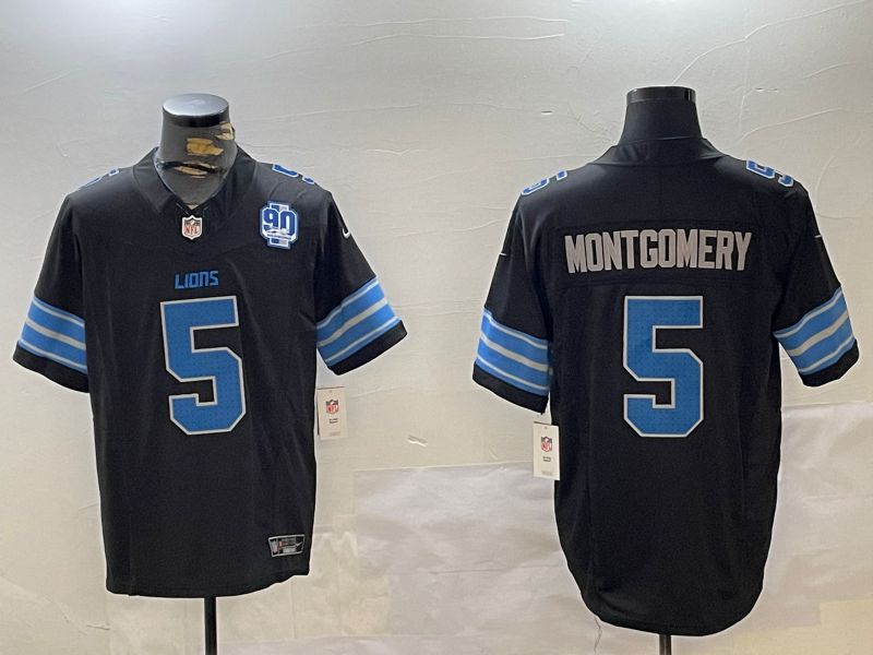Men Detroit Lions 5 Montgomery Black three generations 2024 Nike Limited NFL Jersey style 3